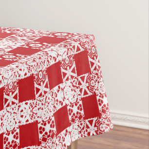 Toalha De Mesa Padrão de xadrez da grelha branca de rendas branc