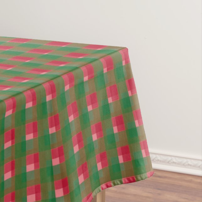 Toalha De Mesa Padrão de Xadrez de Natal Festivo (Posição Original)