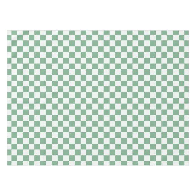 Toalha De Mesa Padrão de xadrez de névoa de eucalipto (Frente (Horizontal))