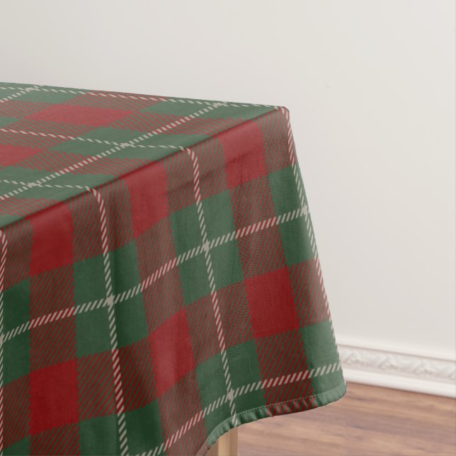 Toalha De Mesa Padrão de Xadrez de Tartan Vermelho Verde e Beige (Posição Original)
