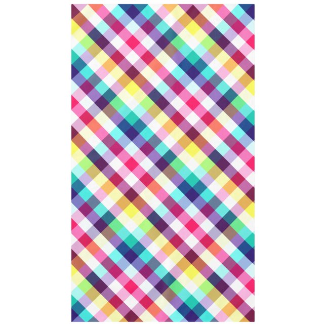 Toalha De Mesa Padrão de Xadrez do Arco-Íris Funky Grande Tablecl (Frente)