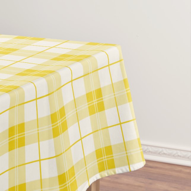 Toalha De Mesa Padrão de xadrez do criador amarelo-limão e branco (Posição Original)