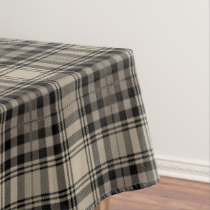 Toalha De Mesa Padrão de Xadrez do Tartan Preto Khaki Beige