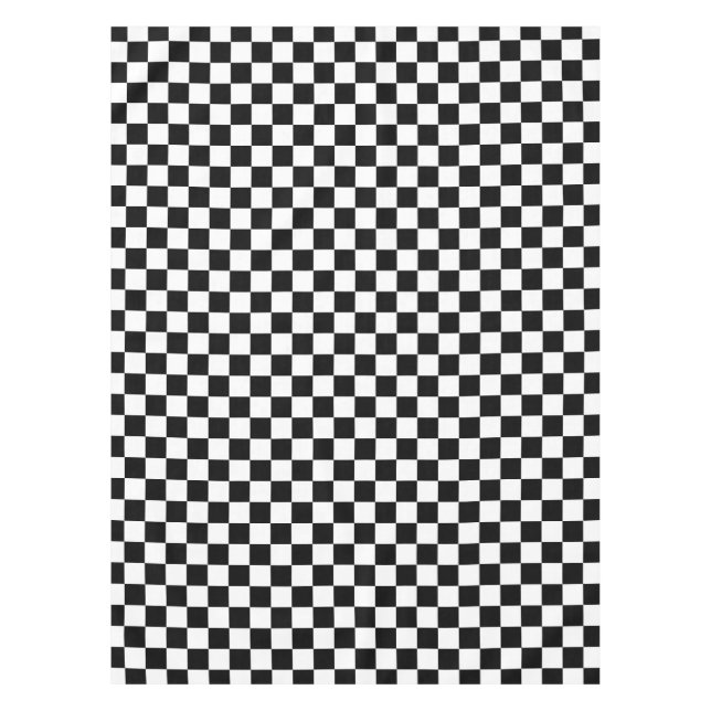 Toalha De Mesa Padrão de xadrez preto e branco (Frente)