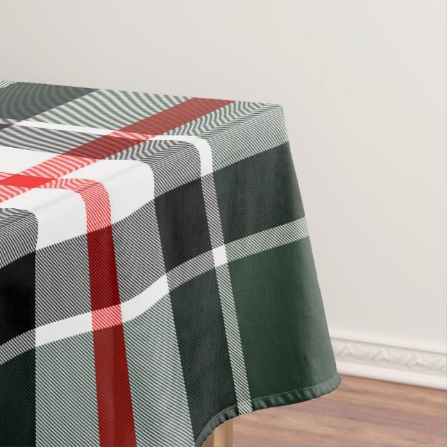 Toalha De Mesa Padrão de Xadrez Verde, Preto, Branco, Tartan Verm (Posição Original)