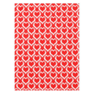 Toalha De Mesa Padrão do Coração Branco Vermelho