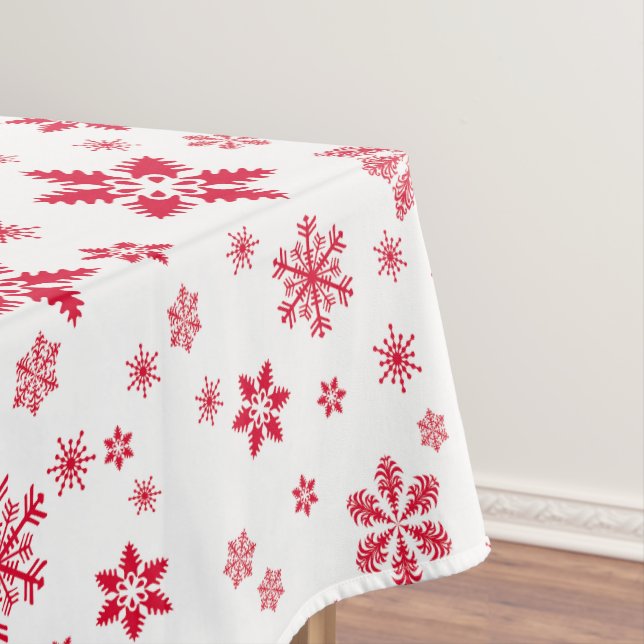 Toalha De Mesa Padrão do Floco de Neve, Flocos de Neve Vermelhos, (Posição Original)