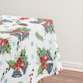 Toalha De Mesa Padrão dos Sinos de Natal da Holly do Arco Vermelh
