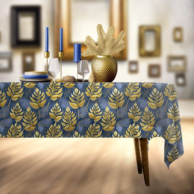 Toalha De Mesa Padrão Dourado de Natal Azul nº 29 ID1009 (Criador carregado)