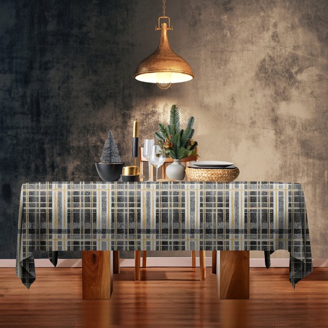 Toalha De Mesa Padrão Dourado de Natal preto nº 2 ID1009 (Criador carregado)