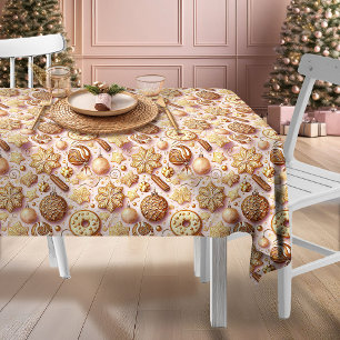 Toalha De Mesa Padrão Dourado de Natal rosa nº 12 ID1009