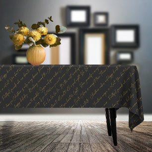 Toalha De Mesa Padrão Dourado de tipografia Natal preto nº 36 ID1