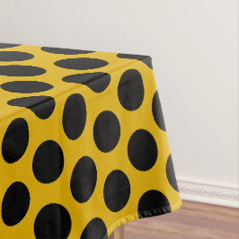 Toalha De Mesa Padrão Elegante | Amarelo Mostarda e Pontos Pretos