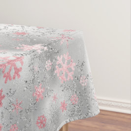 Toalha De Mesa Padrão Elegante de Floco de Neve Rosa de Natal
