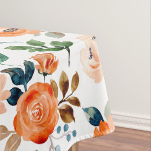 Toalha De Mesa Padrão Elegante e Sem Costura de Flores em Aquarel
