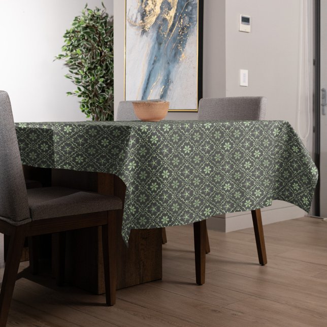 Toalha De Mesa Padrão Elegante Simples de Neve Verde de Natal (Christmas holiday Green snowflake pattern tablecloth)