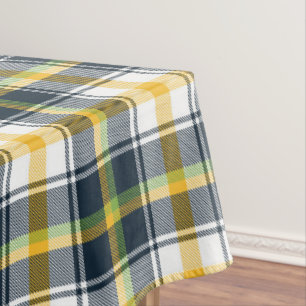Toalha De Mesa Padrão Escocês Da Xadrez De Tartan Azul E Amarelo