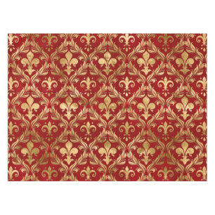 Toalha De Mesa Padrão Fleur-de-lis vermelho luxuoso