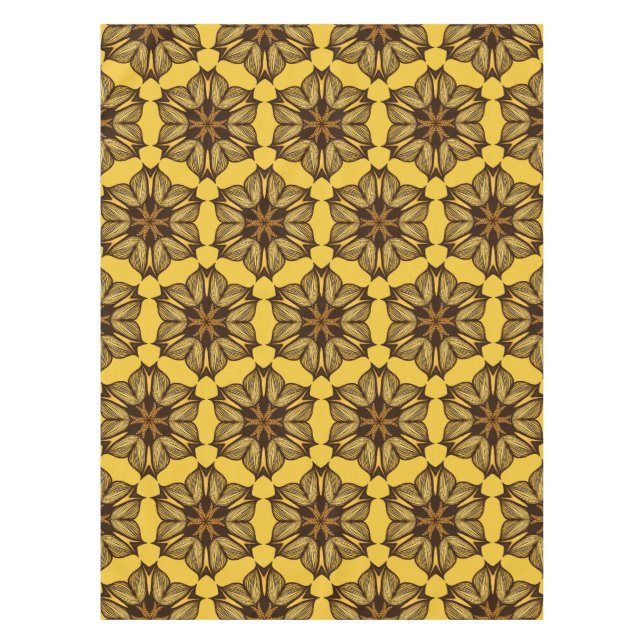 Toalha De Mesa Padrão Floral Abstrato amarelo (Frente)