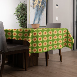 Toalha De Mesa Padrão Floral Amarelo Dahlia em Verde