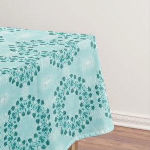 Toalha De Mesa Padrão Floral, Azul Teal