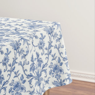 Toalha De Mesa Padrão Floral Azul Toile de Jouy Francês Country