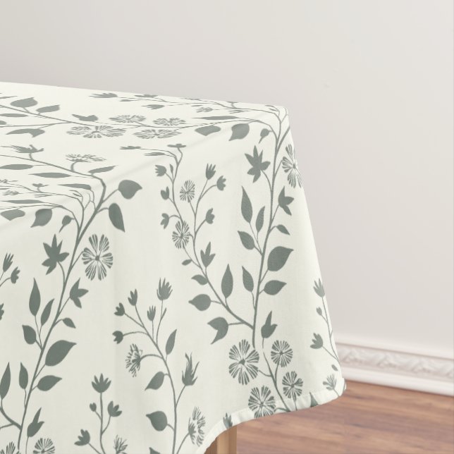 Toalha De Mesa Padrão Floral Boho Moderno Creme Sage (Posição Original)