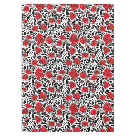 Toalha De Mesa Padrão Floral bonito em Vermelho, Preto e Branco