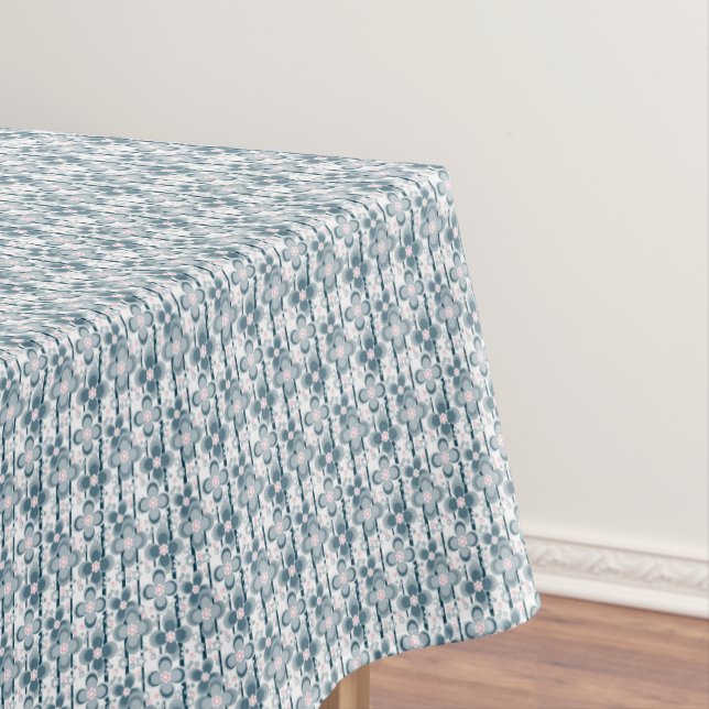 Toalha De Mesa Padrão floral cinza e branco  cinza (Posição Original)