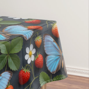 Toalha De Mesa Padrão Floral com Borboletas Morpho Azuis