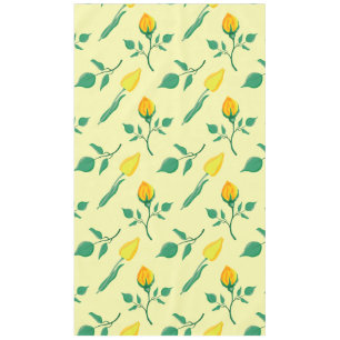 Toalha De Mesa Padrão floral com rosa amarela e flores tulipas