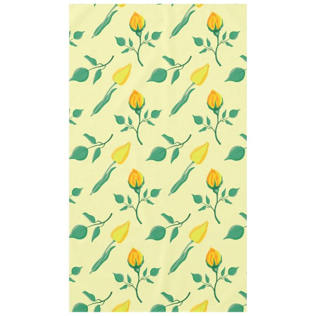 Toalha De Mesa Padrão floral com rosa amarela e flores tulipas (Frente)