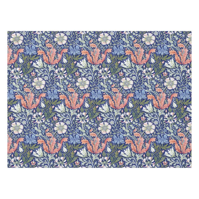 Toalha De Mesa Padrão Floral Compton 1896 Azul Fundo Morris (Frente (Horizontal))