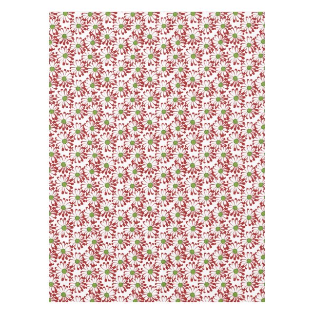 Toalha De Mesa Padrão Floral da Margarida Vermelha e Verde Natal (Frente)