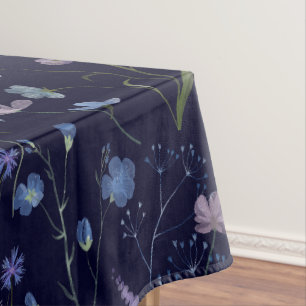 Toalha De Mesa Padrão Floral de Flor Bonito Roxo Azul