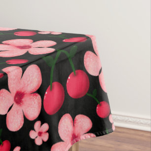 Toalha De Mesa Padrão Floral de Flor de Cerejeira, Flores Rosas 