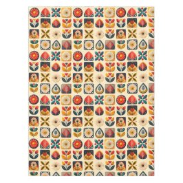 Toalha De Mesa Padrão Floral de Folk Retroativo em Cores de Vinta