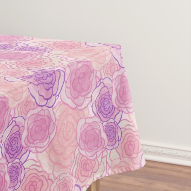 Toalha De Mesa Padrão Floral de Hippy Rosa Rosa Rosa (Posição Original)