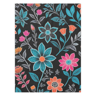 Toalha De Mesa Padrão Floral de Linoprint Colorido