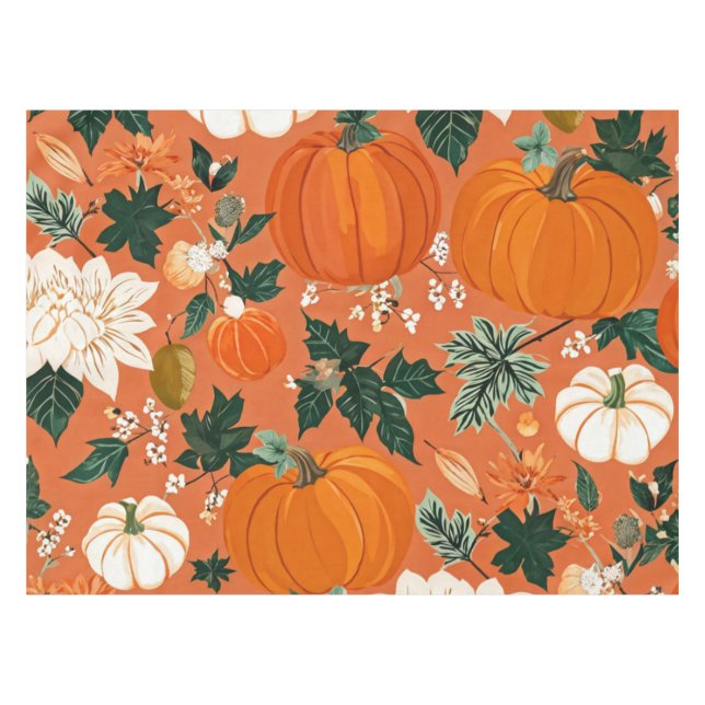 Toalha De Mesa Padrão Floral de Outono de Laranja Boho (Frente (Horizontal))