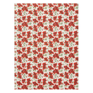 Toalha De Mesa Padrão Floral de Papoula Vermelha Vintage Arte Bot