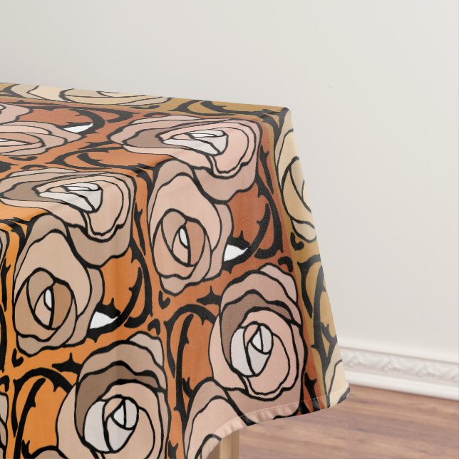 Toalha De Mesa Padrão floral dos Rosas preto e dourado (Posição Original)