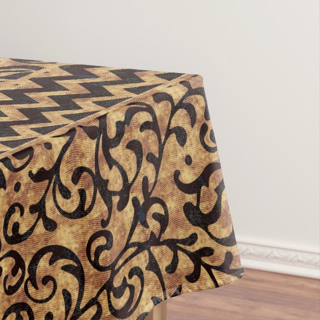 Toalha De Mesa Padrão Floral Dourado do Renascimento Italiano (Posição Original)