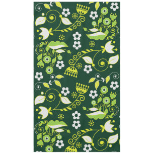 Toalha De Mesa Padrão Floral Escandinavo Verde Moderno