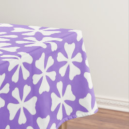 Toalha De Mesa Padrão Floral Geométrico Moderno Roxo e Branco