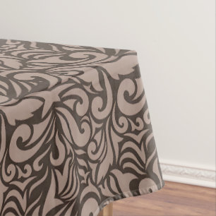 Toalha De Mesa Padrão Floral Marrom Elegante sobre Fundo Rosa Cla