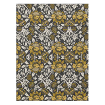 Padrão floral ornamentado com grandes flores doura