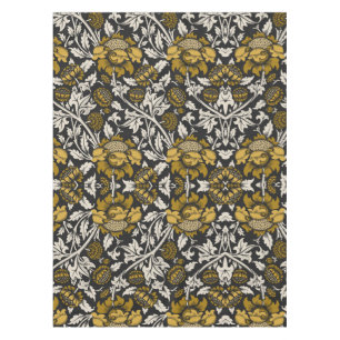 Toalha De Mesa Padrão floral ornamentado com grandes flores doura