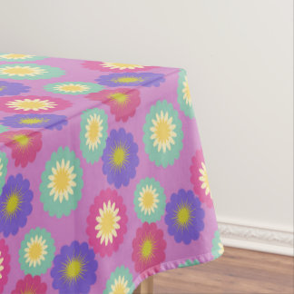 Toalha De Mesa Padrão Floral Retro Colorido Roxo Rosa Verde 