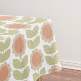 Toalha De Mesa Padrão Floral Retro Rosa Pastel Meados do Século